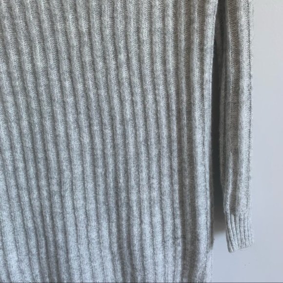 Soft grey v neckline knitted sweater jumper dress women large full sleeves - Picture 5 of 7